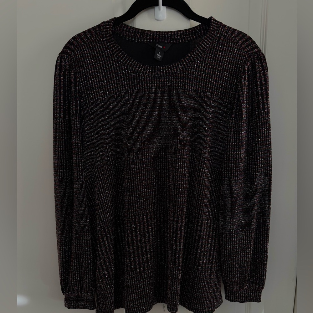 Festive Intro Lurex knit Multicolor Metallic crewneck top - Picture 7 of 7